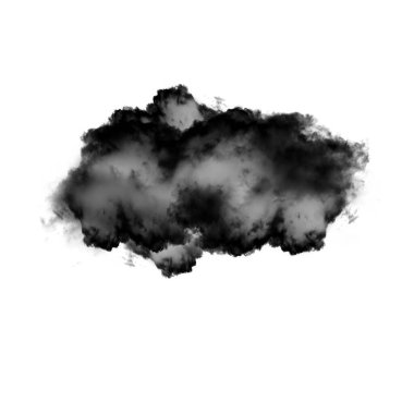 Kara bulut veya beyaz arka plan üzerinde bulut şekil illüstrasyon izole duman