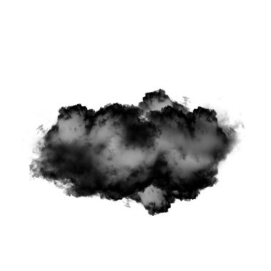 Kara bulut veya beyaz arka plan üzerinde bulut şekil illüstrasyon izole duman