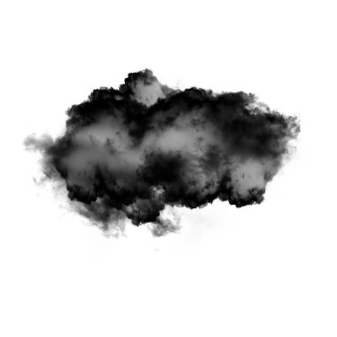Kara bulut veya beyaz arka plan üzerinde bulut şekil illüstrasyon izole duman