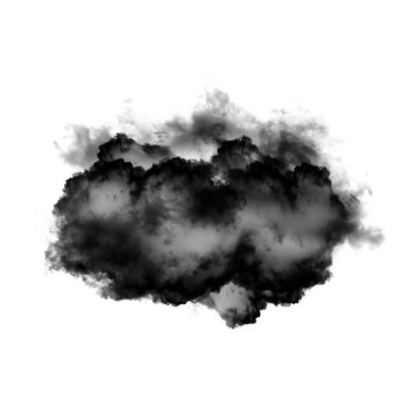 Kara bulut veya beyaz arka plan üzerinde bulut şekil illüstrasyon izole duman