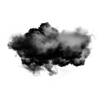 Kara bulut veya beyaz arka plan üzerinde bulut şekil illüstrasyon izole duman