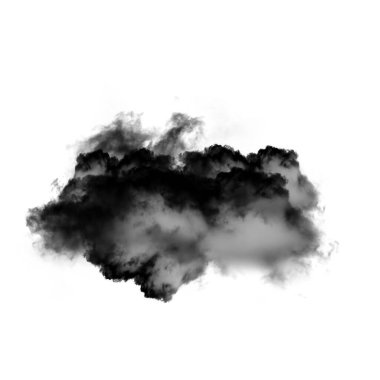 Kara bulut veya beyaz arka plan üzerinde bulut şekil illüstrasyon izole duman