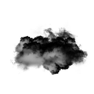 Kara bulut veya beyaz arka plan üzerinde bulut şekil illüstrasyon izole duman