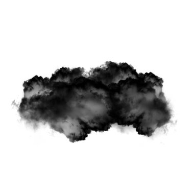 Kara bulut veya beyaz arka plan üzerinde bulut şekil illüstrasyon izole duman