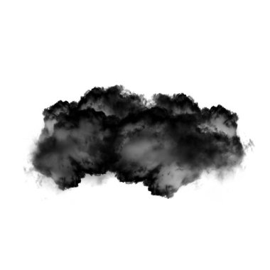 Kara bulut veya beyaz arka plan üzerinde bulut şekil illüstrasyon izole duman