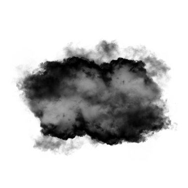 Beyaz bulut siyah arkaplan çizimi üzerine izole edilmiş, 3 boyutlu görüntüleme, tek bulut doğal nesne