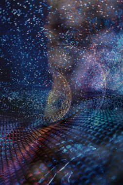 Soyut ışıltılı arka plan deseni, kutlama duvar kağıdı, sunum kapağı. Canlı renkler, şenlikli duvar kâğıdı çizimi