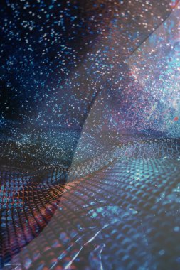 Soyut ışıltılı arka plan deseni, kutlama duvar kağıdı, sunum kapağı. Canlı renkler, şenlikli duvar kâğıdı çizimi