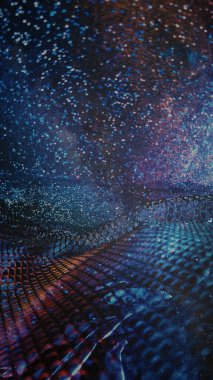 Soyut ışıltılı arka plan deseni, kutlama duvar kağıdı, sunum kapağı. Canlı renkler, şenlikli duvar kâğıdı çizimi