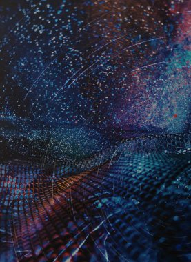 Soyut ışıltılı arka plan deseni, kutlama duvar kağıdı, sunum kapağı. Canlı renkler, şenlikli duvar kâğıdı çizimi