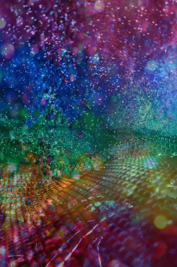 Soyut ışıltılı arka plan deseni, kutlama duvar kağıdı, sunum kapağı. Canlı renkler, şenlikli duvar kâğıdı çizimi