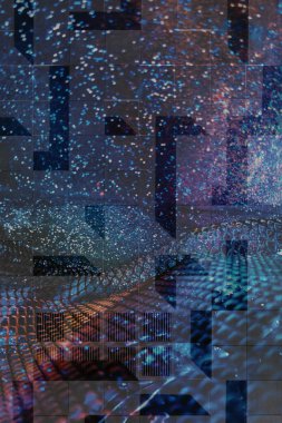 Soyut ışıltılı arka plan deseni, kutlama duvar kağıdı, sunum kapağı. Canlı renkler, şenlikli duvar kâğıdı çizimi