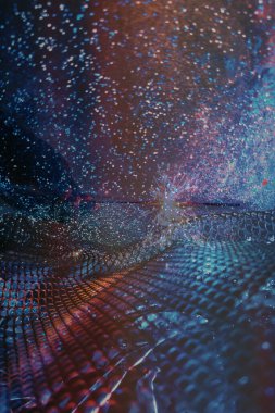 Soyut ışıltılı arka plan deseni, kutlama duvar kağıdı, sunum kapağı. Canlı renkler, şenlikli duvar kâğıdı çizimi