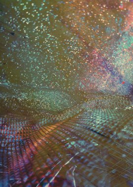 Soyut ışıltılı arka plan deseni, kutlama duvar kağıdı, sunum kapağı. Canlı renkler, şenlikli duvar kâğıdı çizimi