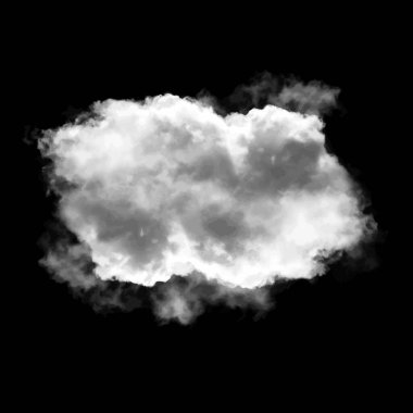 Beyaz bulut siyah arkaplan çizimi üzerine izole edilmiş, 3 boyutlu görüntüleme, tek bulut doğal nesne