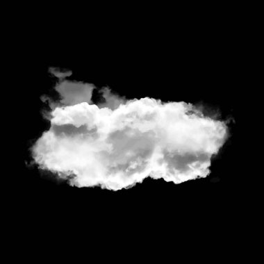 Beyaz siyah arka plan 3d illüstrasyon, doğal bulut şekil izole bulut