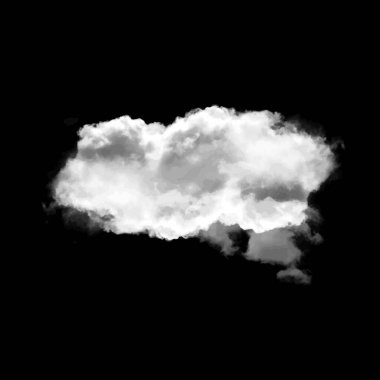 Beyaz siyah arka plan 3d illüstrasyon, doğal bulut şekil izole bulut
