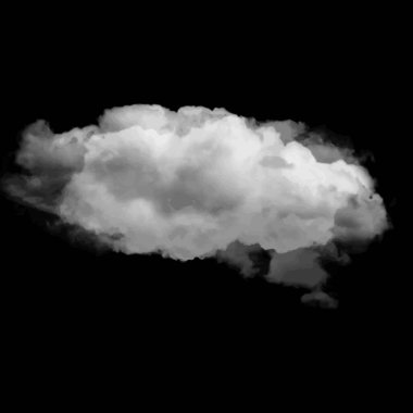 Beyaz siyah arka plan 3d illüstrasyon, doğal bulut şekil izole bulut