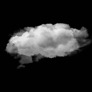 Beyaz siyah arka plan 3d illüstrasyon, doğal bulut şekil izole bulut