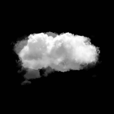Beyaz siyah arka plan 3d illüstrasyon, doğal bulut şekil izole bulut