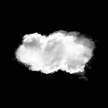 Beyaz siyah arka plan 3d illüstrasyon, doğal bulut şekil izole bulut