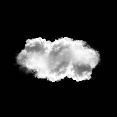 Beyaz siyah arka plan 3d illüstrasyon, doğal bulut şekil izole bulut