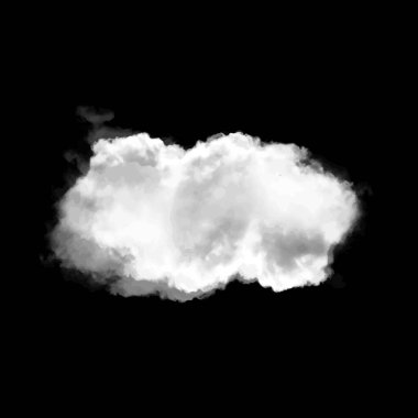 Beyaz siyah arka plan 3d illüstrasyon, doğal bulut şekil izole bulut