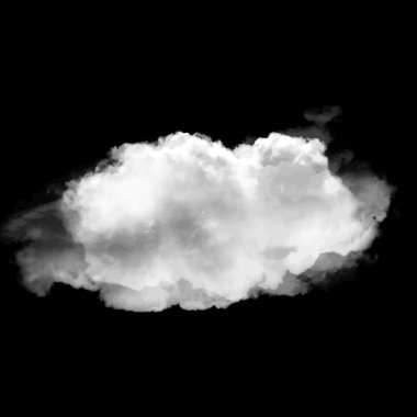 Beyaz siyah arka plan 3d illüstrasyon, doğal bulut şekil izole bulut