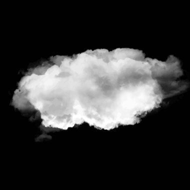Beyaz siyah arka plan 3d illüstrasyon, doğal bulut şekil izole bulut