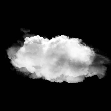 Beyaz siyah arka plan 3d illüstrasyon, doğal bulut şekil izole bulut