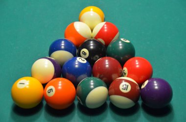 Masadaki bilardo topları..