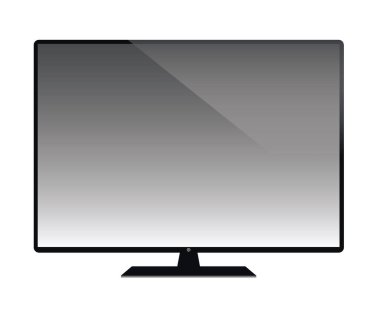 LCD TV vektör illüstrasyonu, modern televizyon seti beyaz arkaplan üzerinde izole