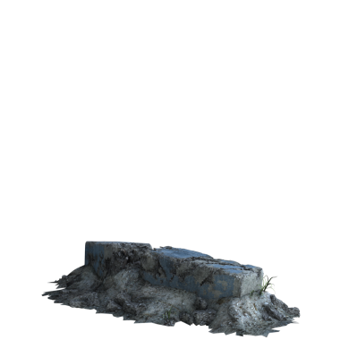 Şeffaf bir arka planda terk edilmiş eski bir harabe. Yıpranmış duvarlar, hasarlı yapı ve eski dokular tasarım projeleri, dijital kolaj, oyun ortamları ve kıyamet sonrası sahneler için uygun dramatik bir element oluşturur..