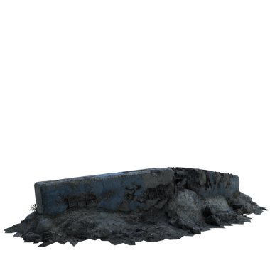 Şeffaf bir arka planda terk edilmiş eski bir harabe. Yıpranmış duvarlar, hasarlı yapı ve eski dokular tasarım projeleri, dijital kolaj, oyun ortamları ve kıyamet sonrası sahneler için uygun dramatik bir element oluşturur..