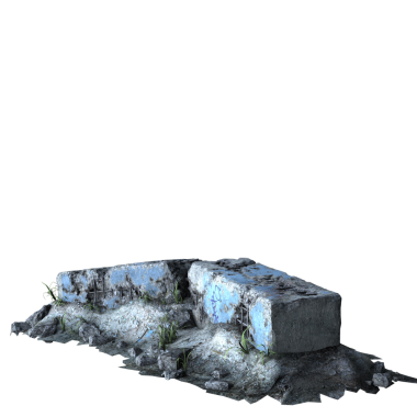 Şeffaf bir arka planda terk edilmiş eski bir harabe. Yıpranmış duvarlar, hasarlı yapı ve eski dokular tasarım projeleri, dijital kolaj, oyun ortamları ve kıyamet sonrası sahneler için uygun dramatik bir element oluşturur..