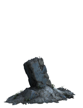 Şeffaf bir arka planda terk edilmiş eski bir harabe. Yıpranmış duvarlar, hasarlı yapı ve eski dokular tasarım projeleri, dijital kolaj, oyun ortamları ve kıyamet sonrası sahneler için uygun dramatik bir element oluşturur..