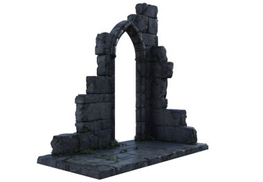 Şeffaf bir arka planda terk edilmiş eski bir harabe. Yıpranmış duvarlar, hasarlı yapı ve eski dokular tasarım projeleri, dijital kolaj, oyun ortamları ve kıyamet sonrası sahneler için uygun dramatik bir element oluşturur..