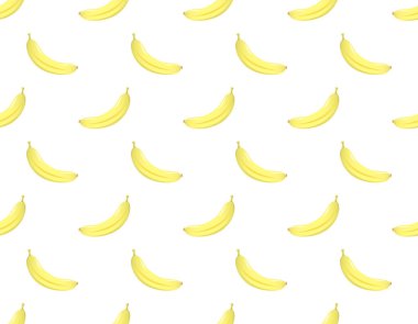 Beyaz arkaplan vektör illüstrasyonunda sarı muz meyveleri pürüzsüz desen karalama tasarımı