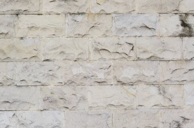 Yosun ve küflü eski kireç taşı duvar..