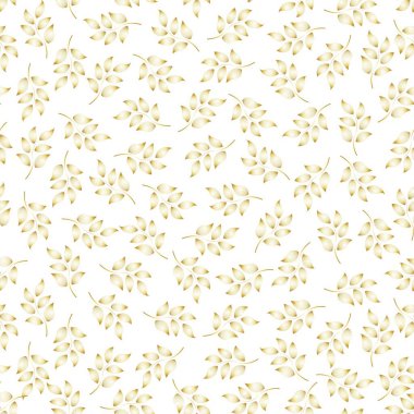 Beyaz arkaplan üzerindeki gradyan altın çizgileriyle biçimlendirilmiş yaprakların soyut ve pürüzsüz desenli tasarımı arkaplan, tekstil, ambalaj kağıdı ve diğer dekoratif amaçlar için kullanılabilir..