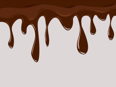 Beyaz arka planda erimiş kahverengi çikolata damlıyor. kırpma yolu ile 3d vektör illüstrasyonu.