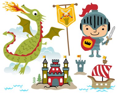 Peri masalı elementlerinin çizgi film vektör çizimi