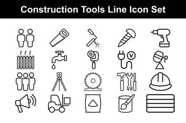 İnşaat Araçları Satırı Simgeleri Bina UI 'sını Ayarladı