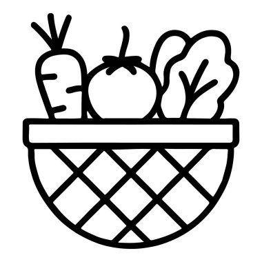 Sebze Sepeti Market Satırı Simge Vektörü