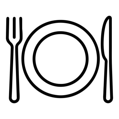 Tabak Çatal Bıçak Çizgisi Simge Vektörü