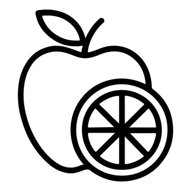 Apple Orange Dilimleme Çizgisi Simgesi Vektörü