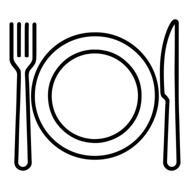 Çatal ve Bıçakla Yemek Tabağı Simge Restoran Hattı Vektörü
