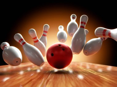 İğneli kırmızı bowling topu.