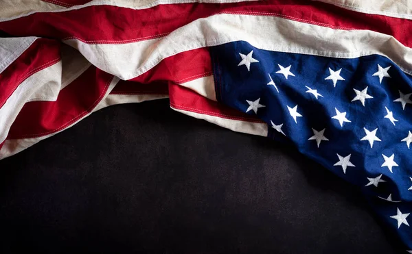 Happy Veterans Day Concept American Flags Dark Stone Background November — Stock Photo, Image