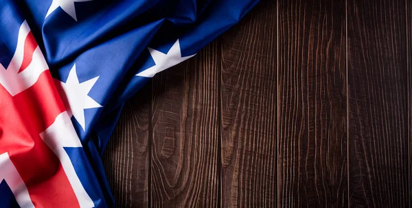 Gelukkige Australië Dag Concept Australische Vlag Tegen Oude Houten Achtergrond — Stockfoto